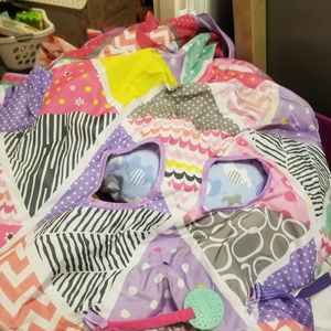 Girls multicolored grocery cart cover